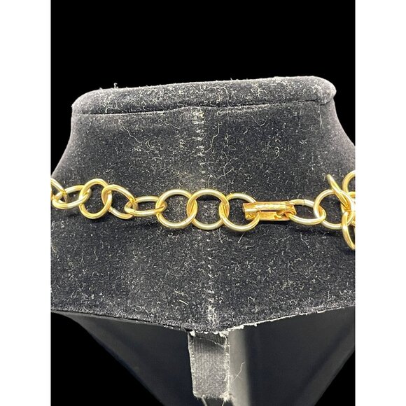 Vintage Collar Necklace Layered Interlocking Gold Tone AB Crystal Chain 18”L - Picture 4 of 5